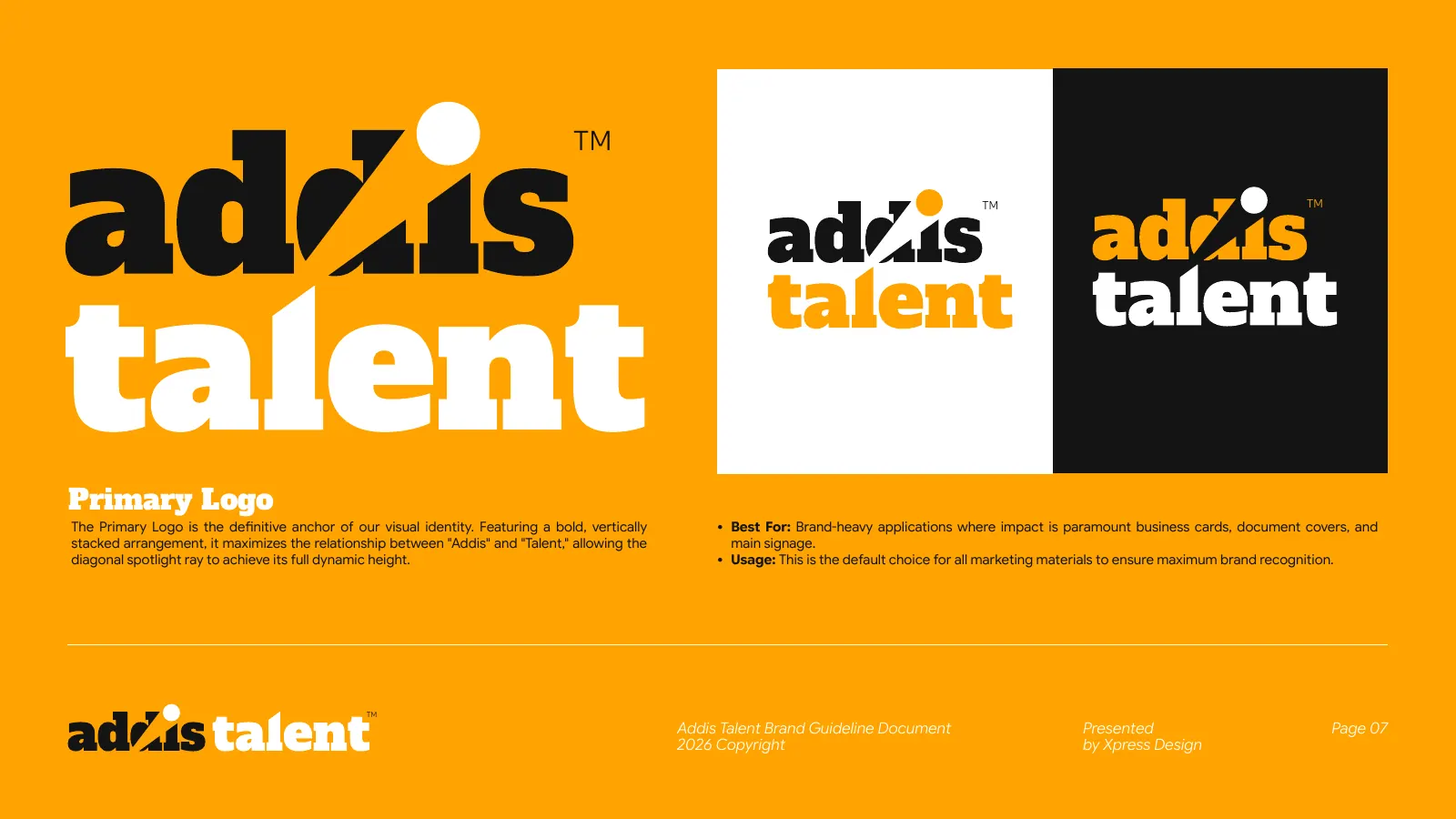 Addis Talent: Logo and brand guidelines