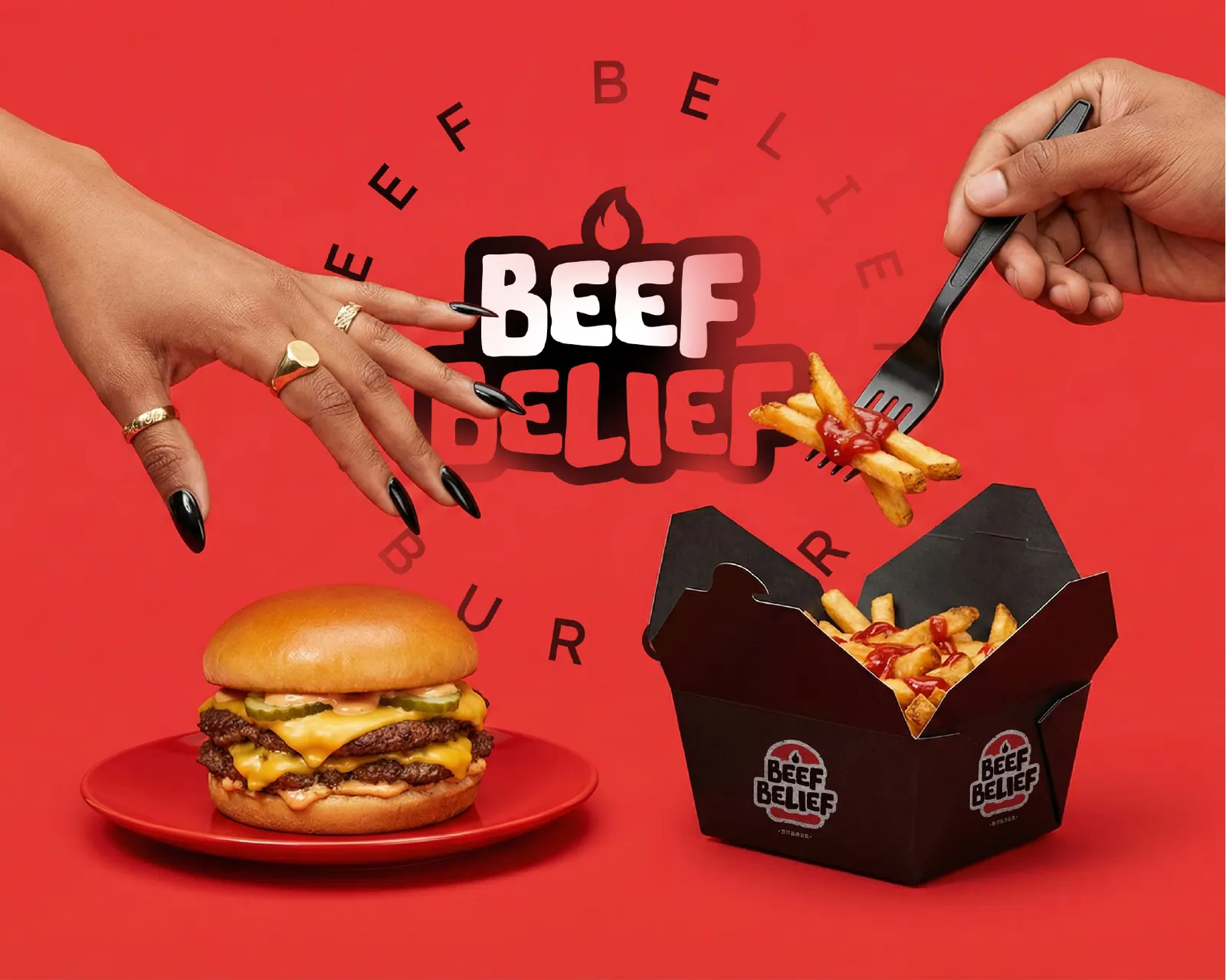 Beef Belief Burger: Brand identity and packaging
